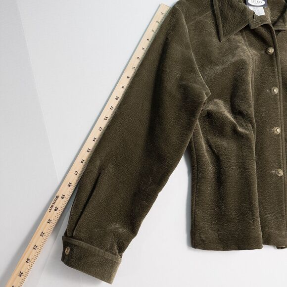 Vintage Sisko & Co Textured Button Up Jacket Womens 10 Green Cottagecore Retro - Picture 6 of 13